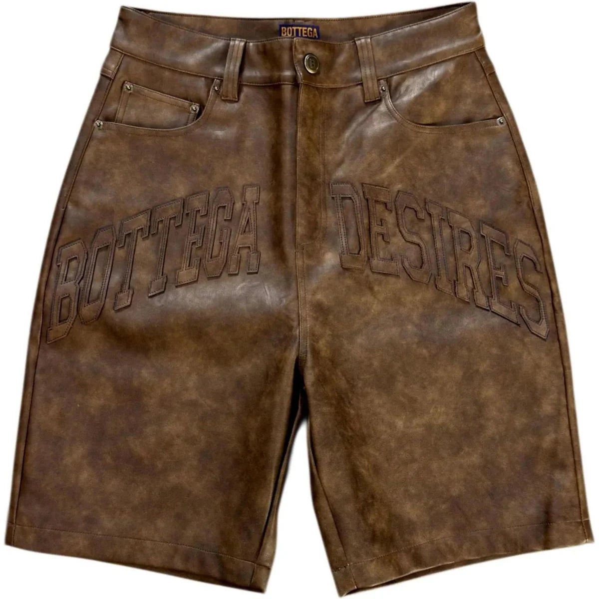 Bottega Leather Brown Shorts