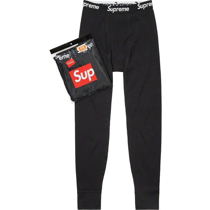 SUPREME x HANES THERMAL PANTS BLACK