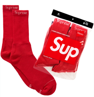 SUPREME X Hanes Crew Sock Red